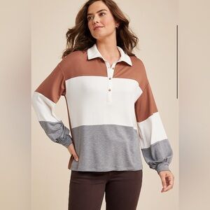 Maurices Rugby Color Block Henley Polo 90s Women’s PLUS Size XXL NWT